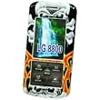 PREMIUM BLACK SKULL and FLAMES DESIGN PROGUARD HARD CASE COVER (With Optional Removable Belt Clip) for LG VX8800 / VENUS / VX-8800 - RETAIL PACKAGING