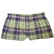 Grape Purple Green Check Sparkle Cotton Girl Boxers Mini Itty Bitty Shorts 1" Inseam, Covered elastic waist, 100% cotton,