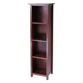 Contemporary Antique Walnut Finish 4-Tier Shelf Bookcase