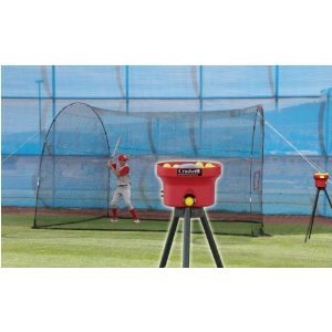 Crusher Mini Lite-ball Pitching Machine with Homerun Batting Cage - 12 X 12 X 10