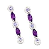 14K Amethyst, Tanzanite & Diamond Drop Earrings