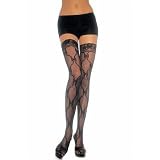 Valentine's Day Bow Lace Thigh High Nylon Stocking with Lace Top