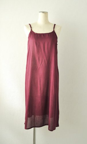 インド綿 レーヨンキャミワンピ 無地 パープル ロング丈(100cmサイズ)