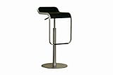 Adjustable Bar Stool Set of 2 in Black Leather Like Vinyl