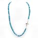 Blue Apatite Faceted Gemstone Beaded Necklace with Flying Song Bird in Sterling Silver, 17" Length, #7554