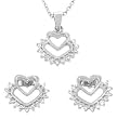 Sterling Silver Rhodium Plated Heart Set - Necklace and Earrings