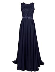 Chiffon Backless Lace Applique Evening Dress/Bridesmaid Dress/Prom Dress/Wedding Dress 