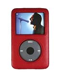 Apple iPod Classic 80gb 160gb and iPod Video 80gb Leather Wrap Snap-On Crystal Case Cover with LCD Screen Shield - 3 Color Choices, RED