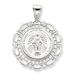 14k White Gold Blessed Mary Medal
