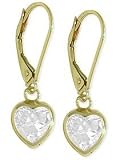 14 Karat Yellow Gold Heart Leverback Earrings