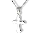 Sterling Silver Plain and Simple Cross Pendant Necklace - 22
