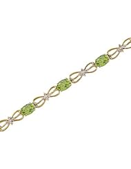 14kt Yellow Gold Oval Peridot and Diamond Bracelet