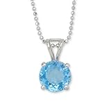 2.00 Carat Blue Topaz Necklace In 14kt White Gold 16