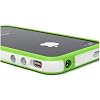 Invero WHITE/GREEN Hard Plastic Rubber Bumper Case with Metal Buttons for Apple Iphone 4 (All Versions)
