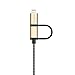 iPhone 5S Charger, 6.6 Ft Long, F-color 2-in-1 Apple MFI Lightning Cable for iPhone 6S 6 Plus 5 5S 5C,iPhone SE, iPad Pro, iPad Mini 4, Mirco USB Charging Cord for Sumsung S6 Edge, HTC, Motorola, Gold