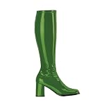 Womens Sexy High Heeled Boots 3 Inch Sexy Stretch Patent Green Go Go Boot Hippie Halloween