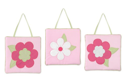 Pink and Green Flower Collection Wall Art Hangings by Sweet Jojo Designs
