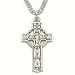 Sterling Silver 1 Engraved Celtic Cross Necklace with Panel Figures on 18 Chain