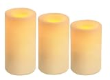 Inglow CGT25667CR301 Flameless Candles Round  Pillars with Timer, Cream, Vanilla Scented,  3-Pack