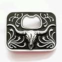 Long Horn Bull Skull Bottle Opener Belt Buckle
