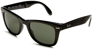 Ray-Ban Unisex RB4105 Folding Wayfarer Sunglasses,Black Frame/G15XLT Lens,50 mm