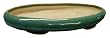 Shallow oval bonsai planter / pot - chinese ceramic, green glaze