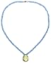 14k Yellow Gold Blue Topaz Roundel Necklace with Pear Shaped Lemon Quartz Drop Pendant, 16"