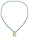 14k Yellow Gold Blue Topaz Roundel Necklace w/ Pear Shaped Lemon Quartz Drop Pendant, 16"