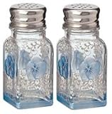Filigree Blue Hand Painted Glass Boxed Salt & Pepper Set