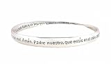Bracelet - B331 - Bangle Style Engraved with the Lord's Prayer in Spanish ~ Padre nuestro, que estas en el cielo, santificado sea tu nombre; venga a nosotros tu reino...  ~ Silver Tone Metal