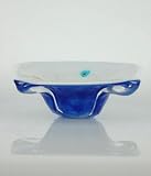 Glass Blue & White Bowl 100% Handblown Art X288