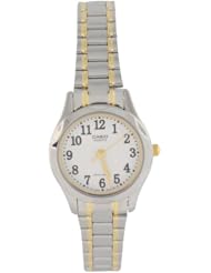 Casio Womens LTP1275SG-7B Silver Stainless-Steel Quartz Watch with White Dial