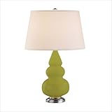 IMAGE OF Robert Abbey 283X Triple Gourd - Accent Table Lamp, Apple Glazed Ceramic with Antique Silver Finish and Pearl Dupioni Fabric Shade