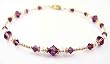 Amethyst - February 14kt Gold Filled Beaded Swarovski Crystal Anklets - Adjustable Ankle Bracelets