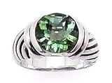 .925 Sterling Silver & Green Topaz Ring- Sizes 7-8