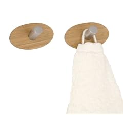 Wenko 4466300100 Wandhaken Piceno Bamboo - 2er Set, Edelstahl, Holz, je 3.6 x 2.8 x 6.5cm, Bambus-Optik
