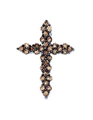 Brown Chocolate Diamond Cross Pendant 10k White Gold (0.50 Carat)