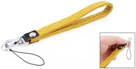 Metal Lobster Shape Hook Yellow Plaid Pattern Phone Wrist Strap Belt