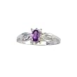 10K White Gold 0.01 ct. Diamond and 5 x 3 MM Oval Shaped Amethyst Ring