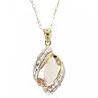 Opal & Diamond Pendant Necklace 10K Yellow Gold 18 Inch