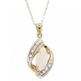 10KT Yellow Gold Marquise Opal Diamond Pendant New