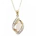 Opal & Diamond Pendant Necklace 10K Yellow Gold 18 Inch