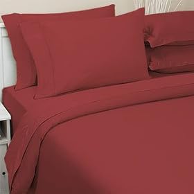 400TC Single Ply 100% Cotton Sheet Set, King, Burgundy by SmartBargains