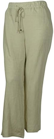 Elementz Women's Wide Leg Drawstring Pants Plus Size 1X Flax