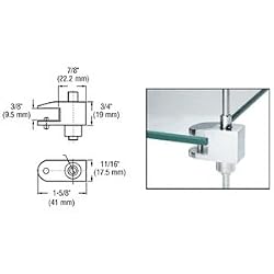 C.R. LAURENCE RD4305CH CRL Chrome Plated One-Way Glass Support for Rod Display System
