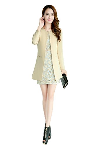 2015春 大人 上品 縦長 シルエット スッキリライン 両ポケット シンプル ノーカラー ジャケット コート ブラック ホワイト ピンク ブルー S M L XL 2XL 3XL