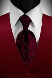 Apple Solid Satin Vest with Coordinating Tapestry Tie