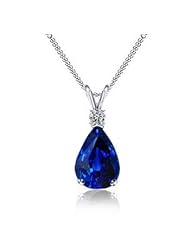 4.25Ct Pear Cut Sapphire & Diamond Pendant 18k Gold