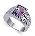 New Sterling Silver Band Amethyst Gemstone Ring Size 5