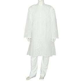 Mens Clothing Embroidered Kurta Pajama Long Sleeve Cotton Size L Chest :43 (chgkp062)